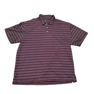 Nike Golf Polo Shirt Men's XXL Multicolor Striped Short Sleeve Dark Red Ice Blue
